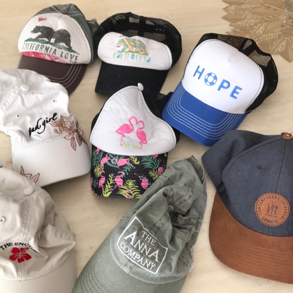 Lot of baseball hats!